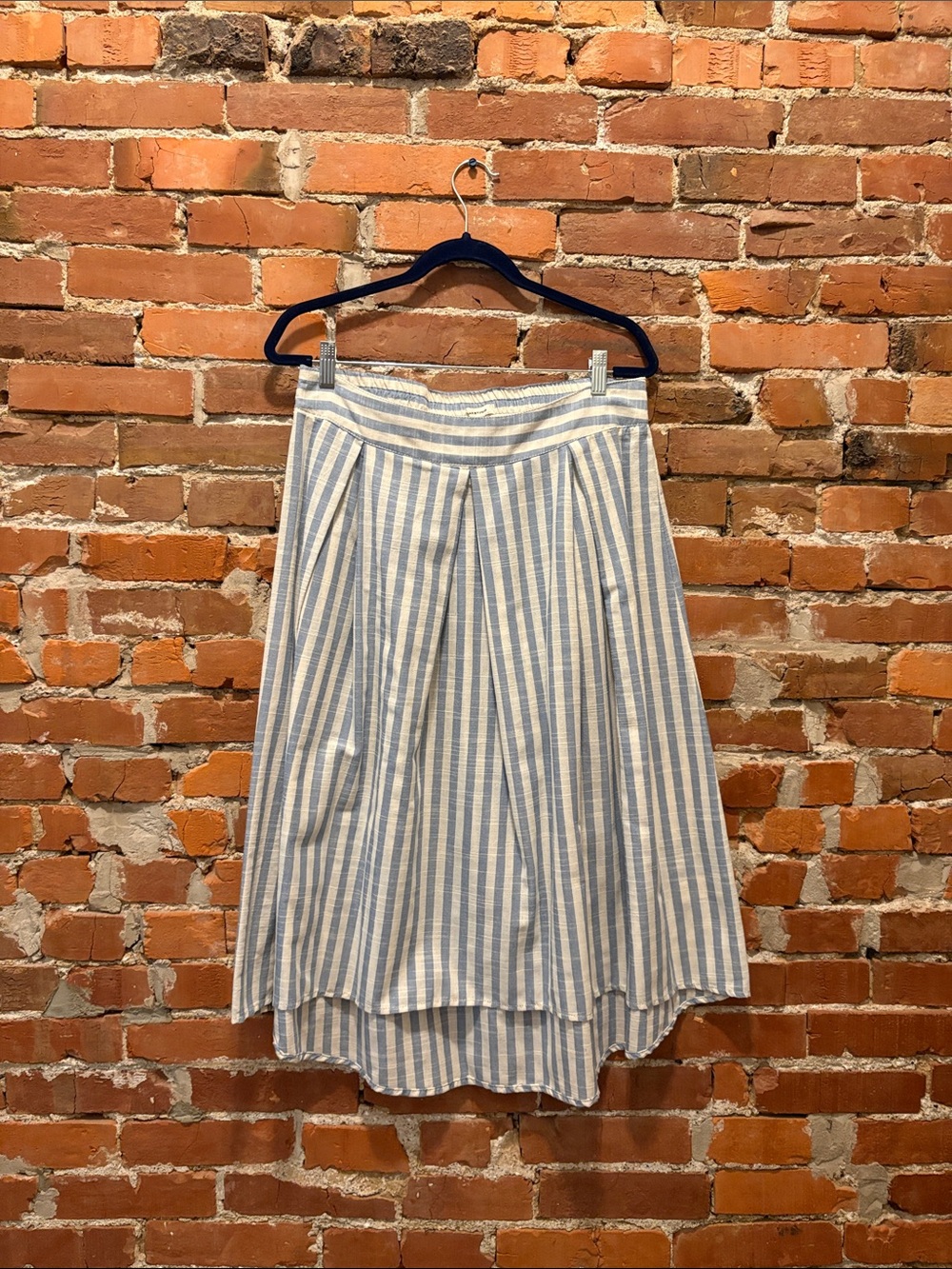 Max Studio Blue and White Striped High-Low Skirt
